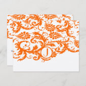 Orange Funky Damask Response Cards RSVP Karte (Vorne/Hinten)