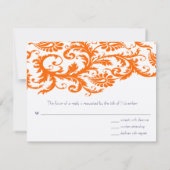 Orange Funky Damask Response Cards RSVP Karte (Rückseite)