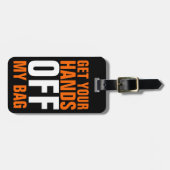 Orange Funny holt euch die Hände ab Gepäckanhänger (Vorderseite horizontal)