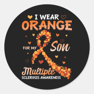Orange für meine Son Multiple Sklerose Awarenes tr Runder Aufkleber