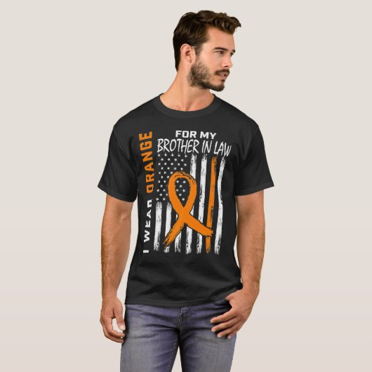 Orange für meinen Bruder im Jura Leukämie Bewussts T-Shirt (Vorne ganz)
