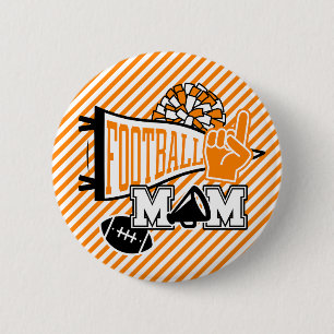 Orange Fußball-Mama Button