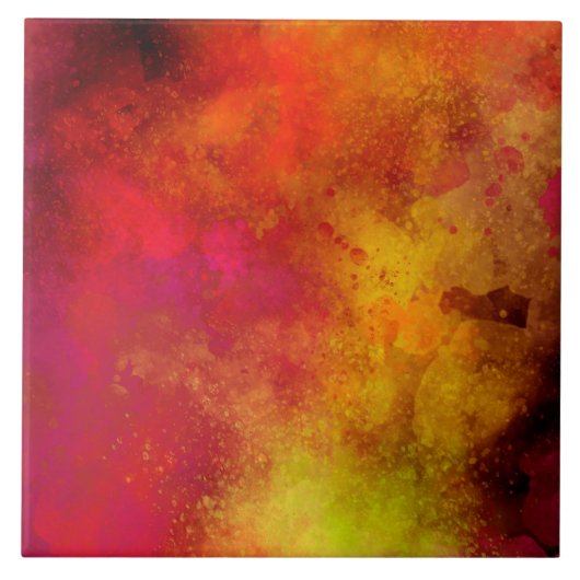 Orange Galaxy Paint Spritzer Effect Fliese (Vorderseite)