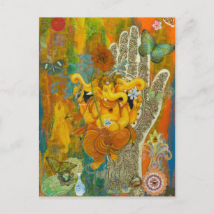 Orange Ganesha Postkarte
