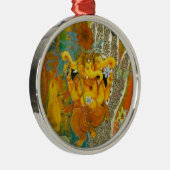 Orange Ganesha Silbernes Ornament (Rechts)