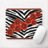 ORANGE GÄNSEBLÜMCHEN AUF ZEBRA-DRUCK MOUSEPAD (Mit Mouse)