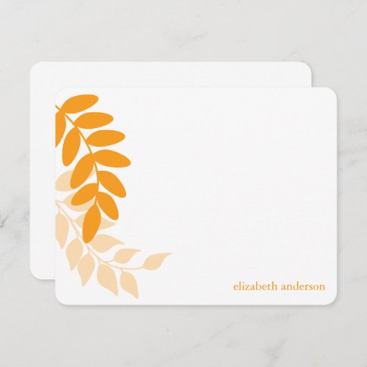 Orange Garden Blätter Mitteilungskarte (Vorne/Hinten)