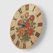 Orange Garden Flowers Wall Clock Große Wanduhr (Winkel)
