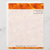 Orange Garten-mit Blumenlilien-kundenspezifische Briefbogen (Vorne/Hinten)