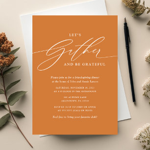 Orange Gather and Be Dankbarkeit Friendsgiving Einladung