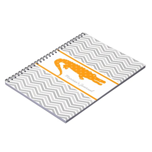 Orange Gator auf Zickzack Personalisiertem Noteboo Notizblock (Linke Seite)