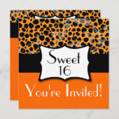 Orange Geburtstag des Gepard-Bonbon-16 Einladung (Vorne/Hinten)