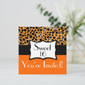 Orange Geburtstag des Gepard-Bonbon-16 Einladung (Stehend Vorderseite)