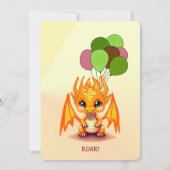 Orange Geburtstag Drachen Einladung (Rückseite)