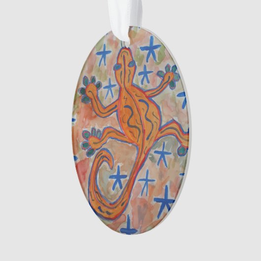 Orange Gecko Acrylic Ornament (Vorderseite)