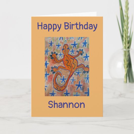 Orange Gecko Birthday Card Karte (Vorderseite)