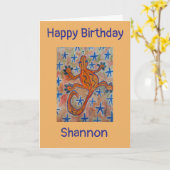Orange Gecko Birthday Card Karte (Gelbe Blume)
