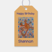 Orange Gecko Birthday Gift Tag Geschenkanhänger (Vorderseite)