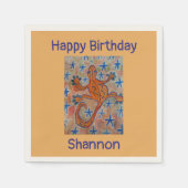 Orange Gecko Birthday Serviette (Vorderseite)
