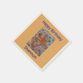 Orange Gecko Birthday Serviette (Ecke)