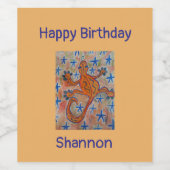 Orange Gecko Birthday Weinetikett (Einzelnes Label)