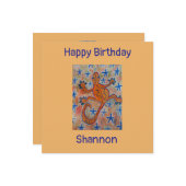 Orange Gecko Flat Birthday Card Karte (Vorderseite/Rückseite Beispiel)