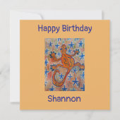 Orange Gecko Flat Birthday Card Karte (Vorderseite)