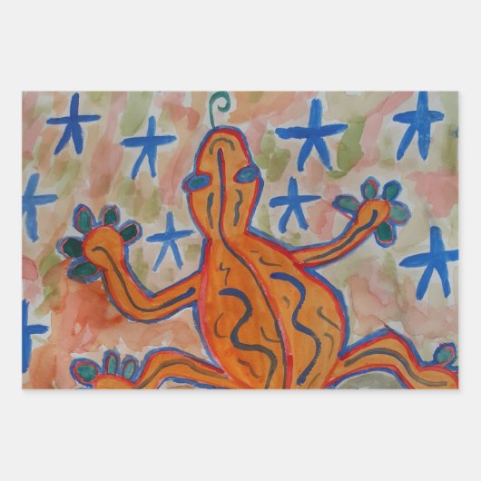 Orange Gecko Geschenkpapier Set (Vorderseite 2)