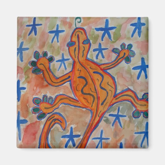Orange Gecko Magnet (Vorne)