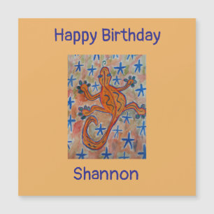Orange Gecko Magnetic Birthday Card Magnetkarte