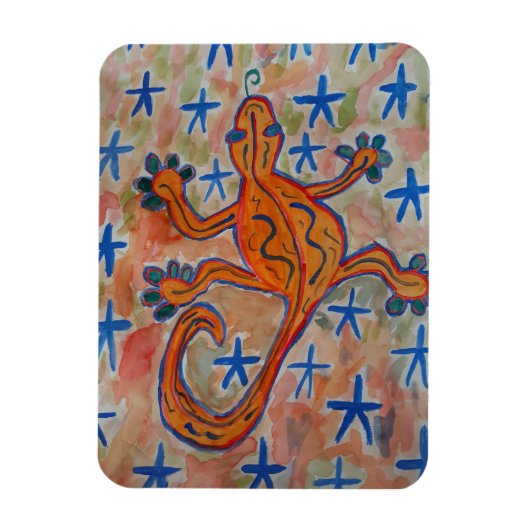Orange Gecko Postcard Magnet (Vertikal)