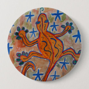 Orange Gecko Round Abzeichen Button