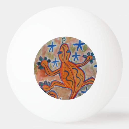 Orange Gecko Tischtennisball (Vorderseite)
