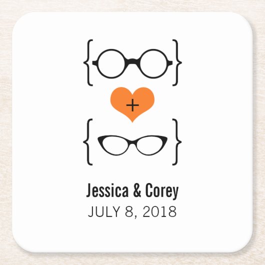 Orange Geeky Glasses Paper Untersetzer (Vorderseite)