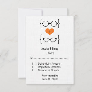 Orange Geeky Glasses Response Card RSVP Karte