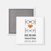 Orange Geeky Glasses Speichern Sie das Date Magnet (Vorderseite/Rückseite)