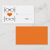 Orange Geeky Glasses Wedding Platzkarten (Vorne/Hinten)