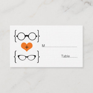 Orange Geeky Glasses Wedding Platzkarten
