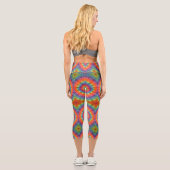 Orange Gefärbte Krawatte Capri Leggings (Rückseite)