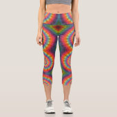 Orange Gefärbte Krawatte Capri Leggings (Vorderseite)