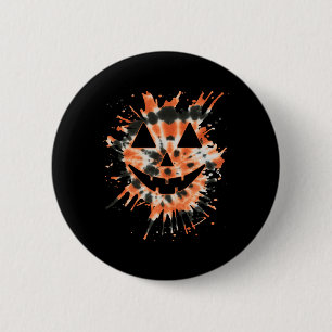 Orange Gefärbte Krawatte Kürbislaterne Face - Hipp Button