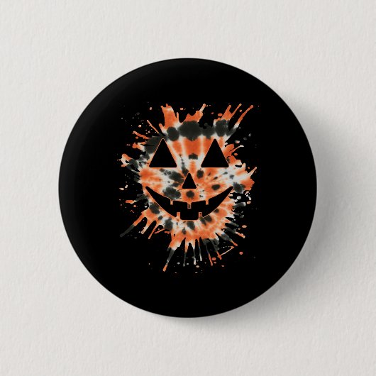 Orange Gefärbte Krawatte Kürbislaterne Face - Hipp Button (Vorderseite)