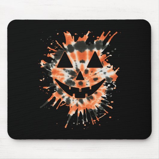 Orange Gefärbte Krawatte Kürbislaterne Face - Hipp Mousepad (Vorne)