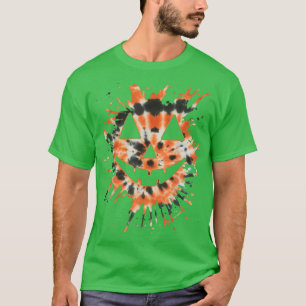 Orange Gefärbte Krawatte Kürbislaterne Face Hippie T-Shirt
