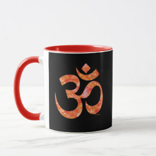 Orange Gefärbte Krawatte Om Symbol Spirituelle Bla Tasse