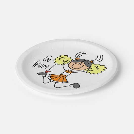 Orange gehen Team-Cheerleader-Papier-Teller Pappteller (Schrägansicht)