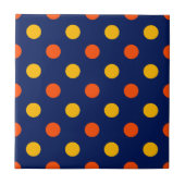 Orange Gelb auf Blau Punkte Design Fliese (Vorderseite)