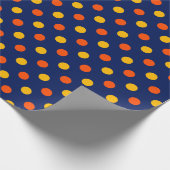 Orange Gelb auf Blau Punkte Design Geschenkpapier (Ecke)