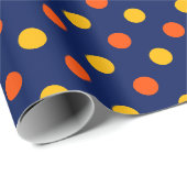Orange Gelb auf Blau Punkte Design Geschenkpapier (Rolleneckpunkt)