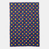 Orange Gelb auf Blau Punkte Design Geschirrtuch (Vertikal)